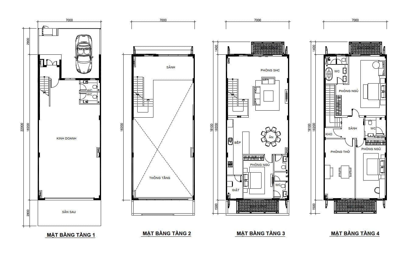 Layout thiết kế Shophouse Senturia An Phú mẫu SH1