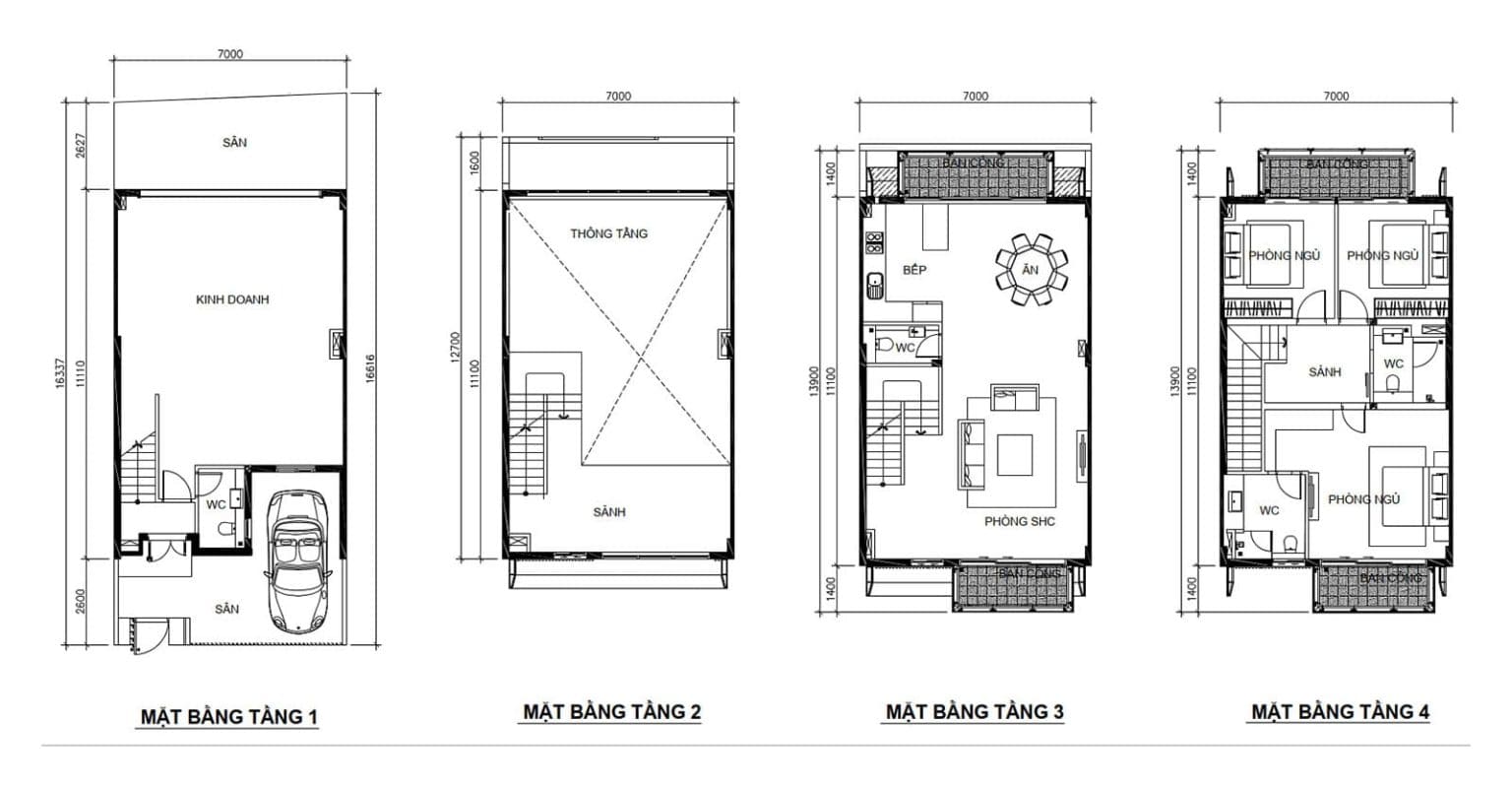 Layout thiết kế Shophouse Senturia An Phú mẫu SH2